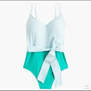 J Crew belted colorblock one piece swimsuit size 4